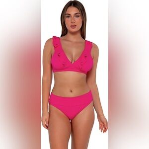 SUNSETS, Willa Wireless Swim Top - 546 - Begonia Sandbar Rib 38D/40C